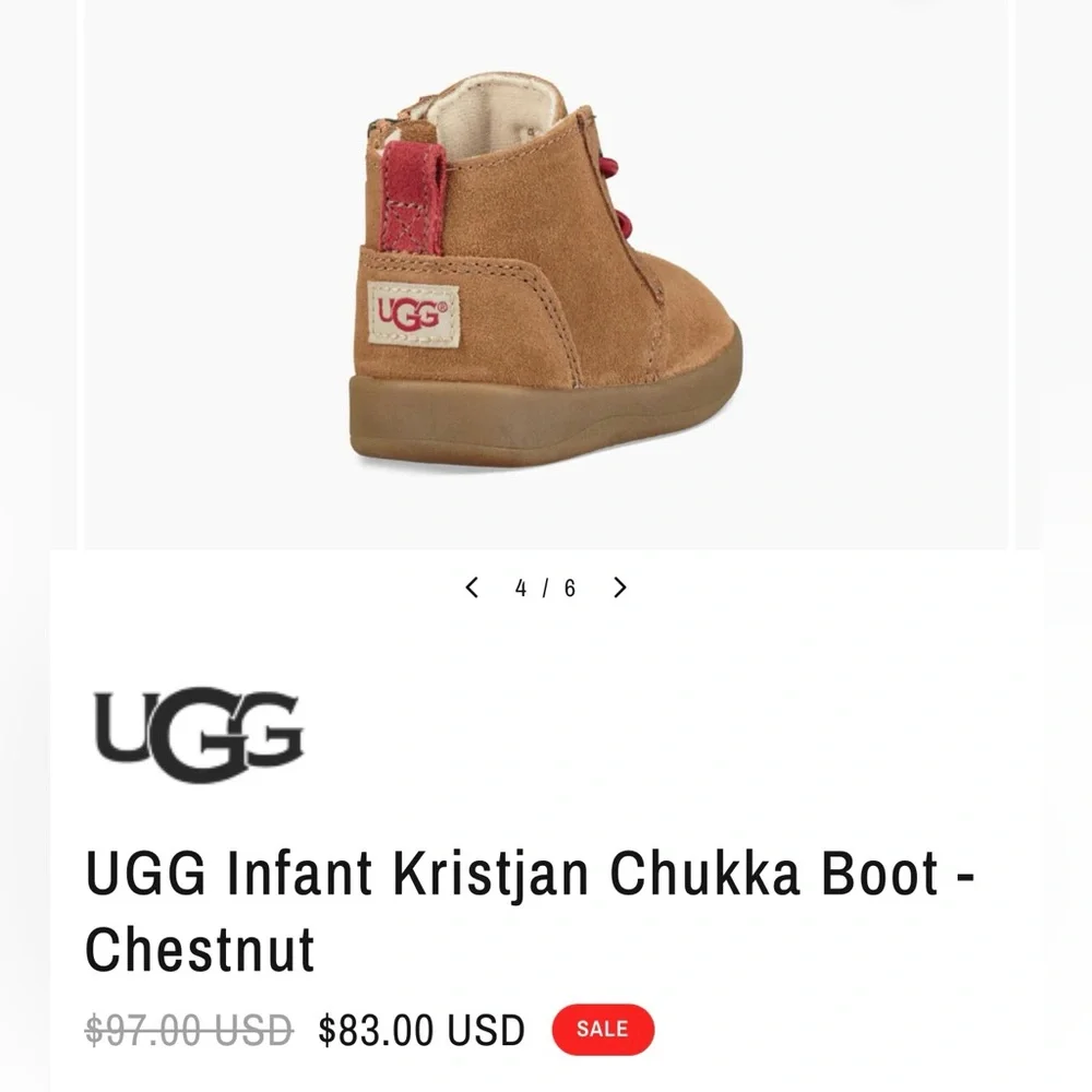 UGG Infant Chukka Boot - Chestnut and Red - Picture 4 of 6